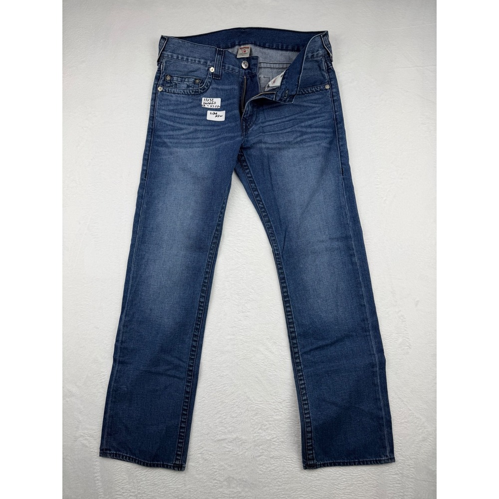 True Religion Mens Section Straight Medium Wash Denim Jeans 33x32